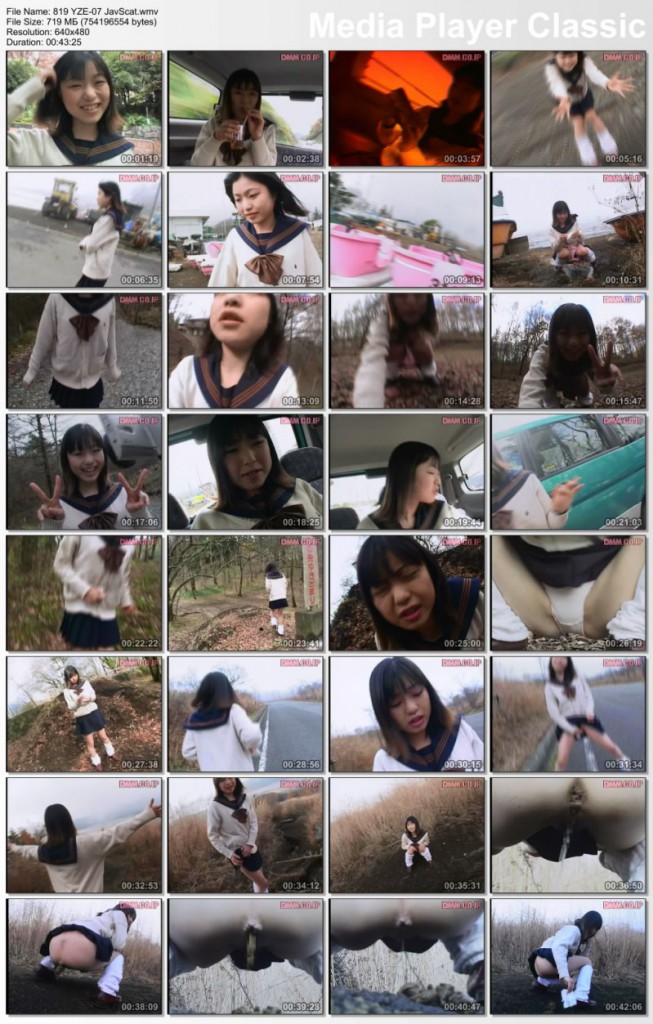 Young Japanese schoolgirl shit and piss on the nature